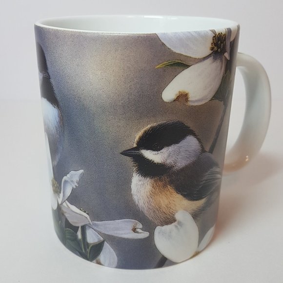 "Springtime Chickadees" by Russell Cobane Reflective Art Porcelain Mug Teacup - Picture 13 of 16